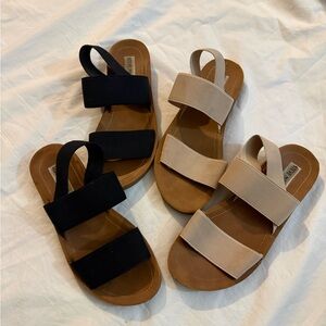 Set of Steve Madden Black and Tan Women's Sandals